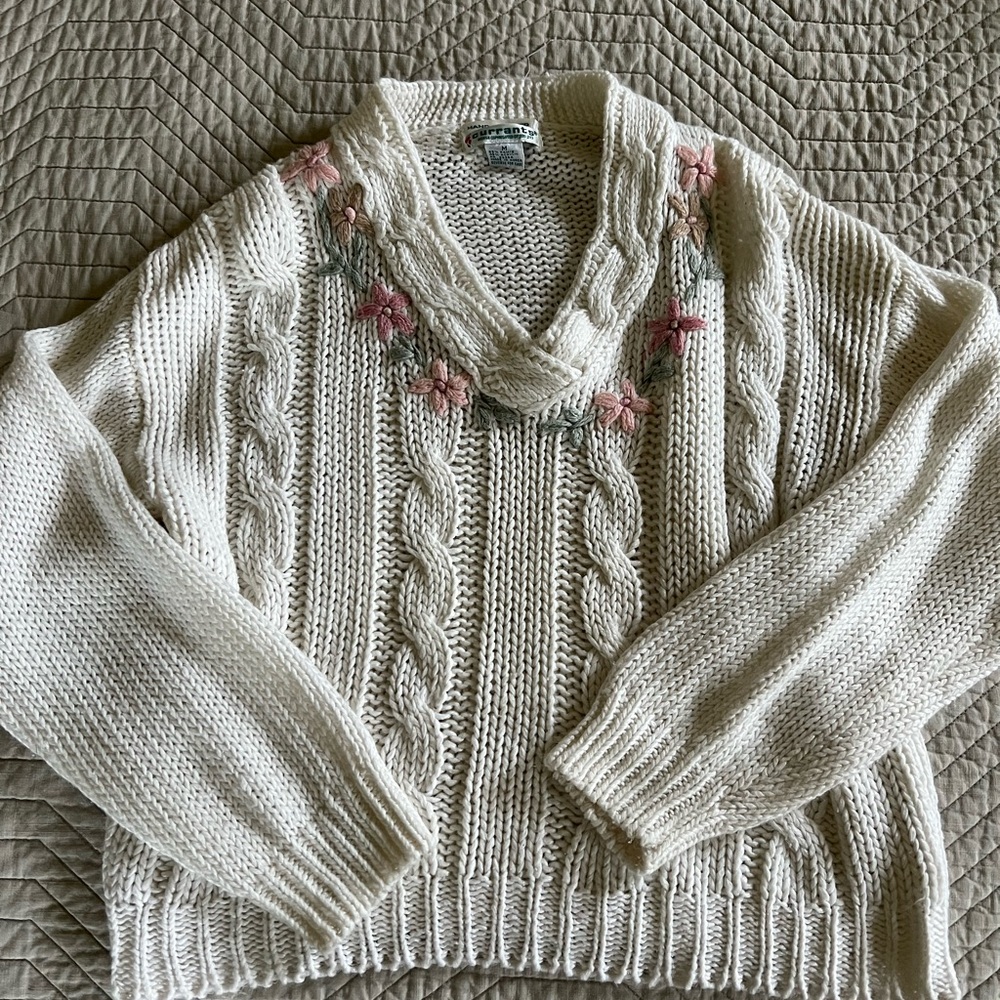 Vintage Embroidered Floral Sweater